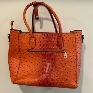 Guang Tong Orange Crocodile Tote Purse
